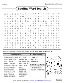 Word Search (F-16) Spelling F Worksheet