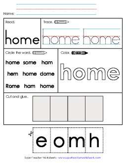 Home (Sight Word) Sight Words Individual Worksheet