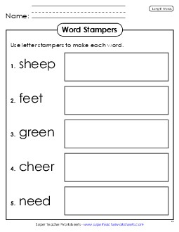 Letter Stampers Phonics Long Short E Worksheet