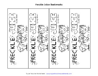 Freckle Juice Bookmarks Books Worksheet