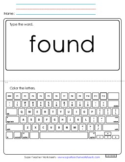 Type the Word: Found Sight Words Individual Worksheet