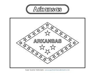 Arkansas Flag Coloring Page States Individual Worksheet