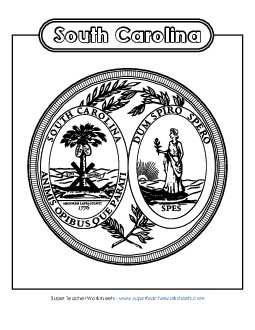 South Carolina State Seal (Black & White) States Individual Worksheet