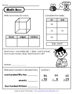 Math Buzz: Week 19 Worksheets 91 through 95 Daily Math Review Worksheet