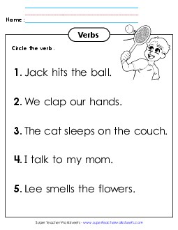 Circle the Verb Worksheet #2 Actionverbs Worksheet