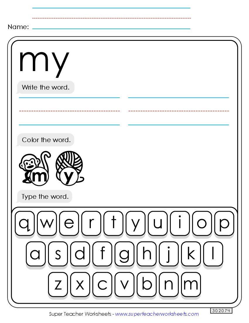 Write, Color, Type: My Sight Words Individual Worksheet