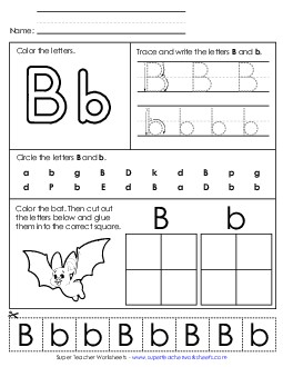 Letter B - Mixed Skills (Basic) Alphabet Worksheet