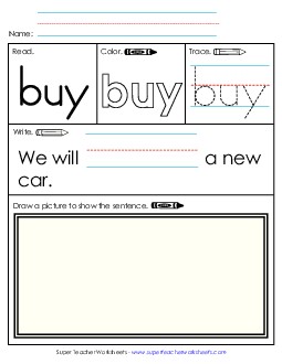 Worksheet 3: Buy Free Sight Words Individual Worksheet