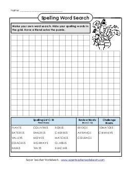 Make-a-Search (C-18) Spelling C Worksheet