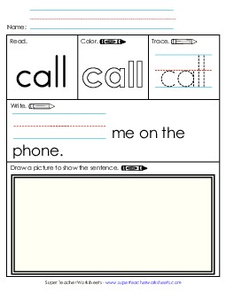 Worksheet 3: Call Free Sight Words Individual Worksheet