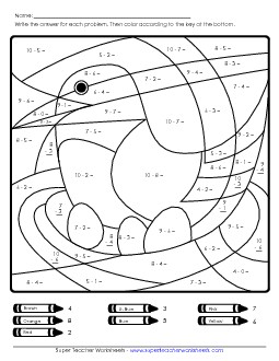 Subtraction: Bird Worksheet