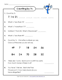 Questions: Counting by 7s Worksheet