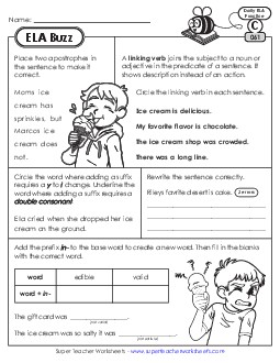 ELA Buzz: Week 13 Worksheets 61 through 65 Daily Ela Review Worksheet