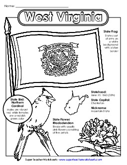 West Virginia State Symbols Coloring Page States Individual Worksheet