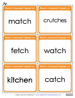 Flash Cards (-tch Words) Phonics Trigraphs Worksheet