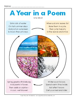 A Year in a Poem 3rd Grade Reading Comprehension Worksheet