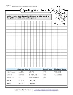 Make-a-Search (C-Christmas)  Spelling C Worksheet