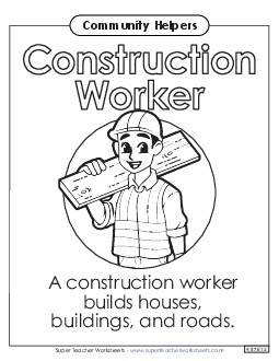 Construction Worker Community Helpers Worksheet