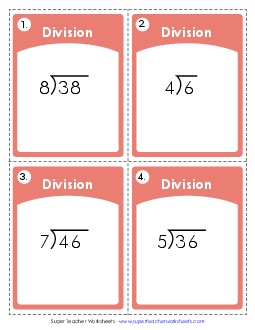 Task Cards: Basic Division w/ Remainders Worksheet