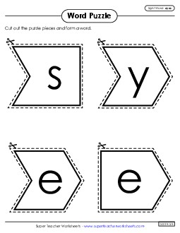 Word Puzzle: Eyes Sight Words Individual Worksheet