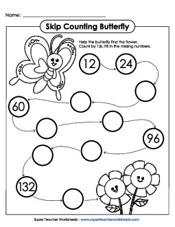 Butterfly Skip Counting Worksheet