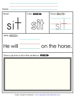 Worksheet 3: Sit Sight Words Individual Worksheet