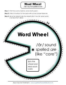 Word Wheel: /âr/ Spelled <i>-are</i> Phonics R Controlled Vowels Worksheet