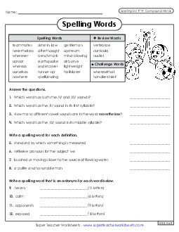 Question Worksheet (F-14) Spelling F Worksheet