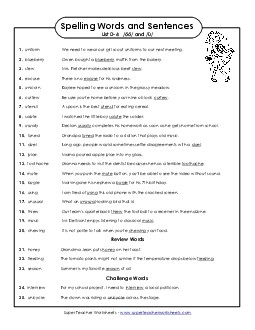 Spelling Test Sentences (D-6) Spelling D Worksheet