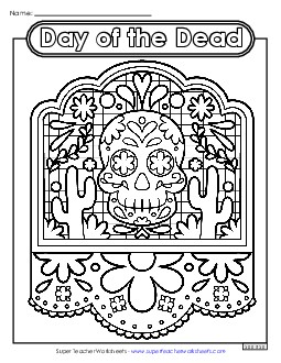 Skull Coloring Page (Advanced) Coloring Pages Worksheet