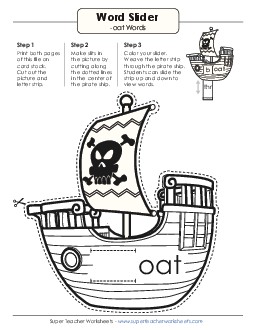 Word Slider (-oat Words) Word Families Worksheet