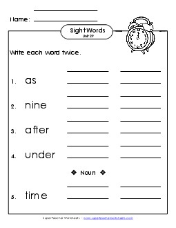 Write Twice (Unit 29) Sight Words Worksheet