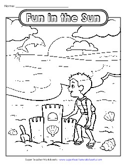 Coloring Page: Beach Scene Coloring Pages Worksheet