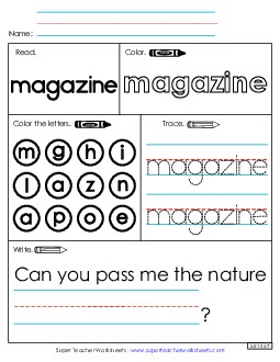 Worksheet 1: Magazine Sight Words Individual Worksheet