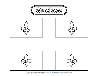 Quebec Flag (Black & White) Canada Worksheet