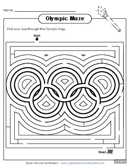 Olympic Rings Maze (Medium) Olympics Worksheet