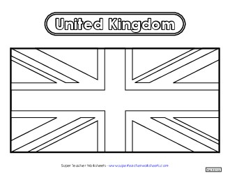 United Kingdom Flag (Black & White) Worksheet