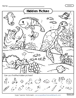 Hidden Picture: Ocean Hidden Pictures Worksheet