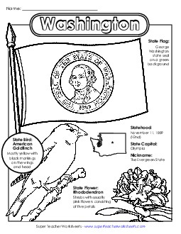 Washington State Symbols Coloring Page States Individual Worksheet