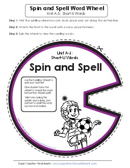 Spin and Spell (A-5) Spelling A Worksheet