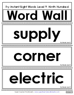 Word Wall: Level 9 Fry Worksheet