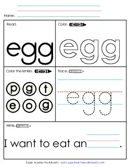 Egg (Sight Word) Sight Words Individual Worksheet