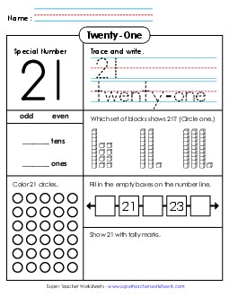 Special Number: 21 Free Counting Worksheet