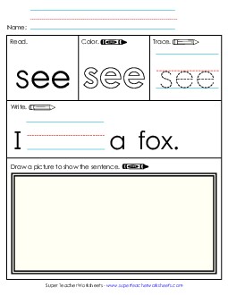 Worksheet 3: See Sight Words Individual Worksheet