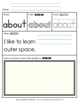 Worksheet 3: About Sight Words Individual Worksheet