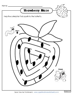 Strawberry Maze Picture Book Very Hungry Caterpillar Worksheet