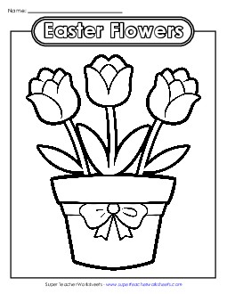 Coloring Page: Easter Flowers Worksheet