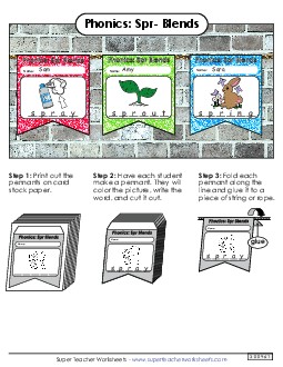 Pennants (Spr- Words) Phonics Blends Worksheet