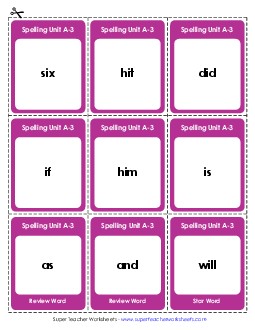 Flashcards (A-3) Spelling A Worksheet