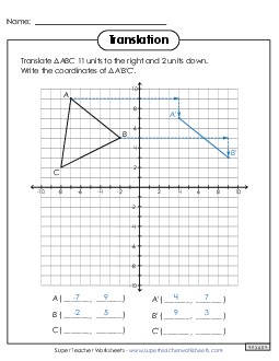 Translations on a Coordinate Plane Translation Rotation Reflection Worksheet